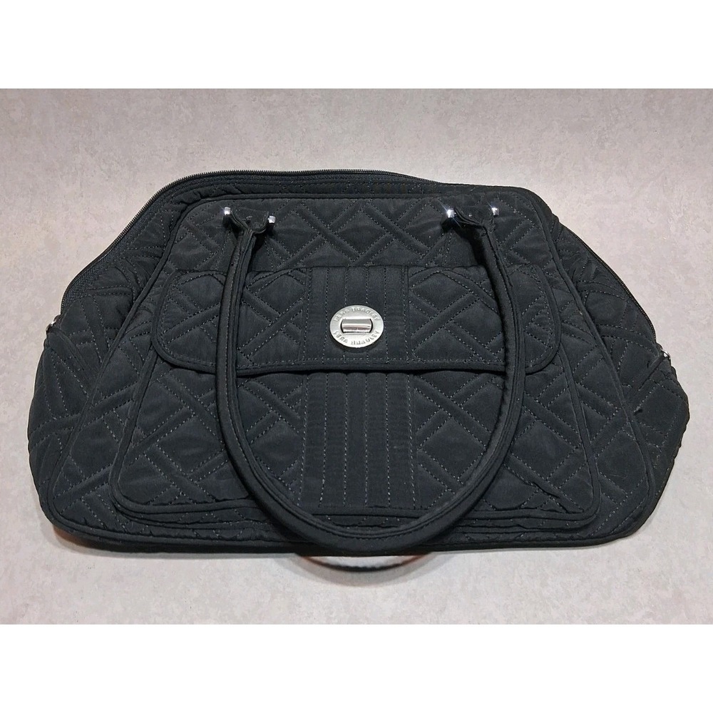 Vera Bradley Black Turn Lock Satchel Shoulder Handbag